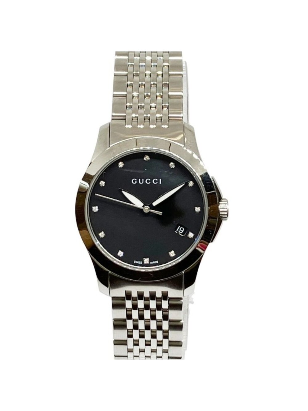 Gucci G-Timeless Watch SS Quartz Black Dial 126.5